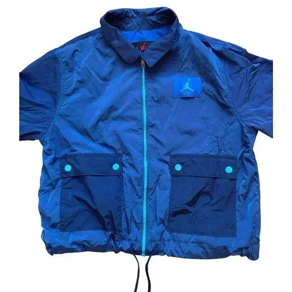 Jordan Essentials Flight Woven Full Zip Nylon Jacket Loose Fit Royal Blue Small - Picture 4 of 14